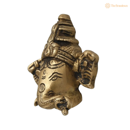 Brass Ganesha Head Idol – Traditional &amp; Elegant 6 Inch
