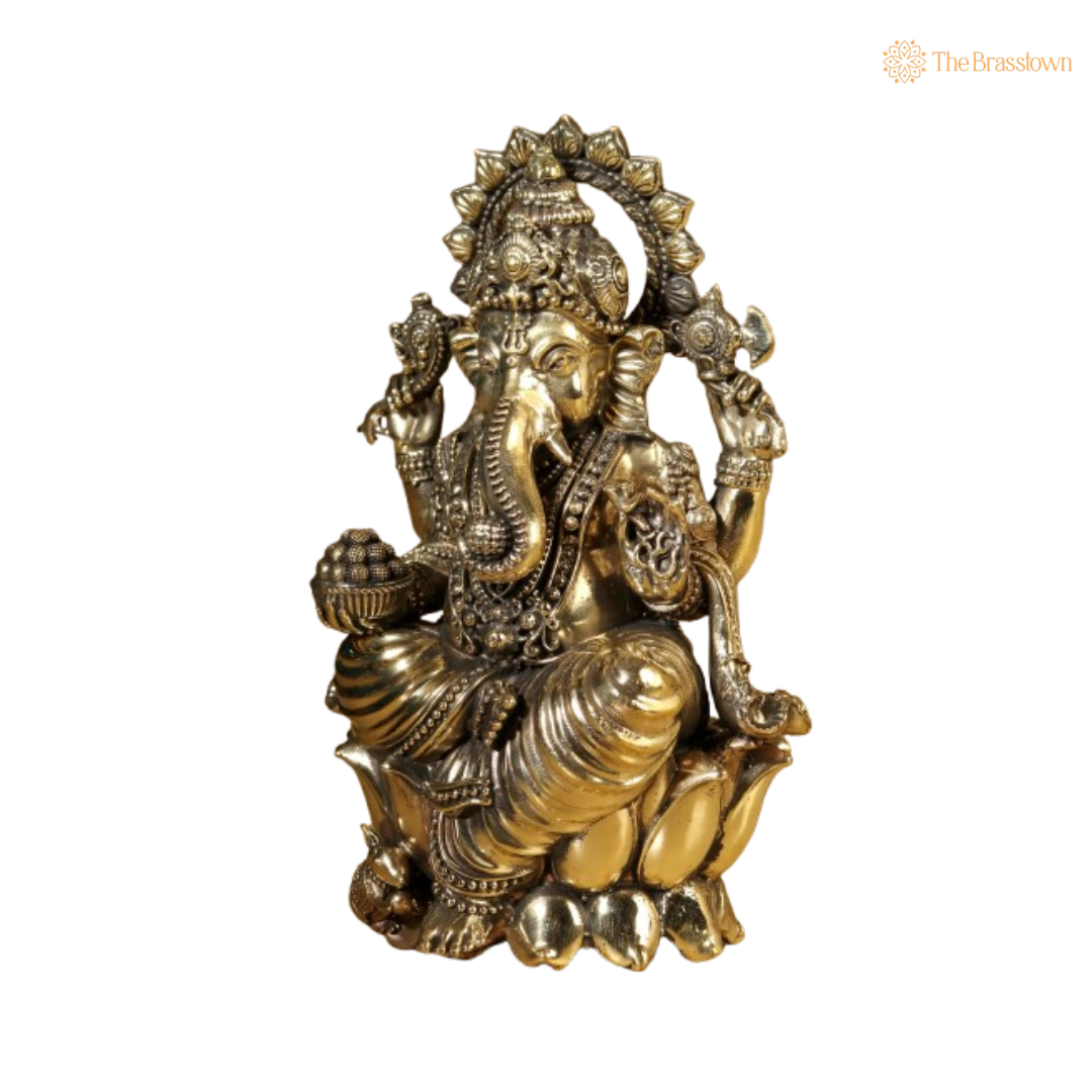 Brass Ganesha Idol – A Refined Artistic Creation 5 Inch
