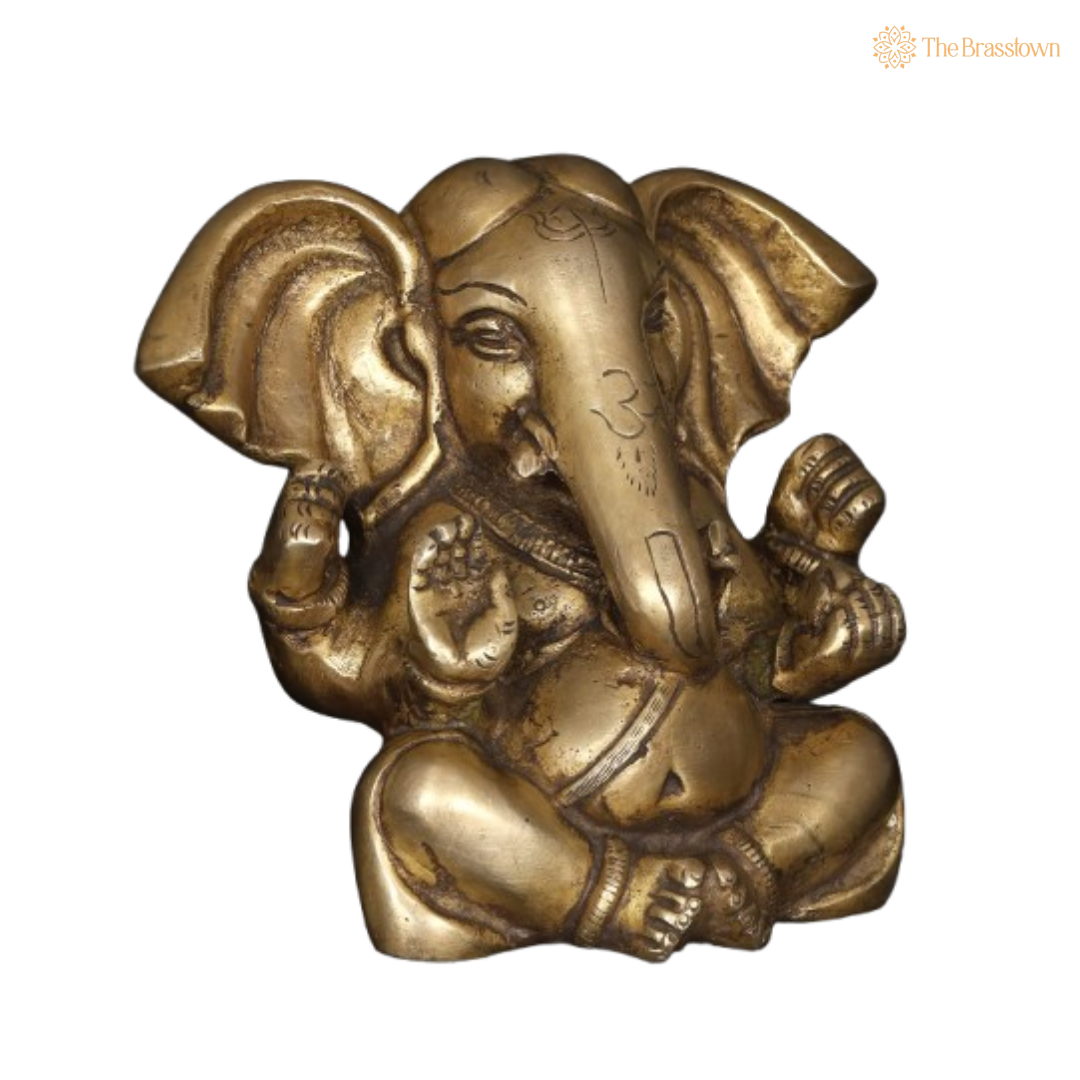 Brass Ganesha Idol – A Symbol of Blessings & Prosperity 5 Inch