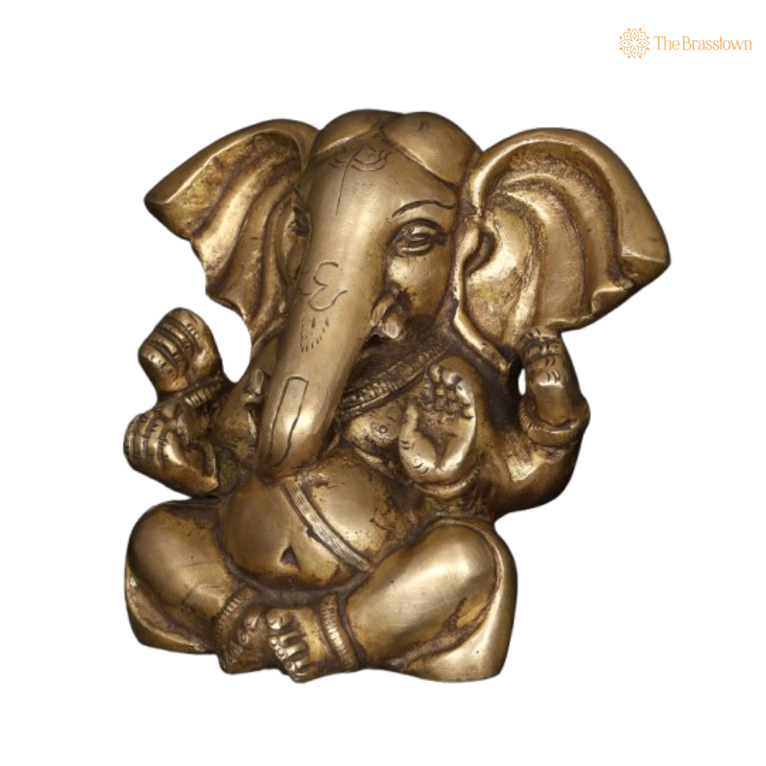 Brass Ganesha Idol – A Symbol of Blessings & Prosperity 5 Inch