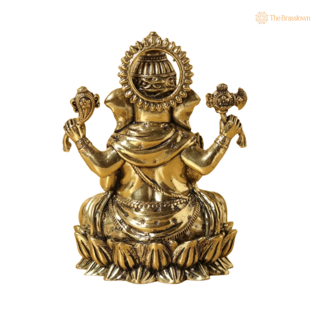 Brass Ganesha Idol – Auspicious and Graceful Décor 3.5 Inch