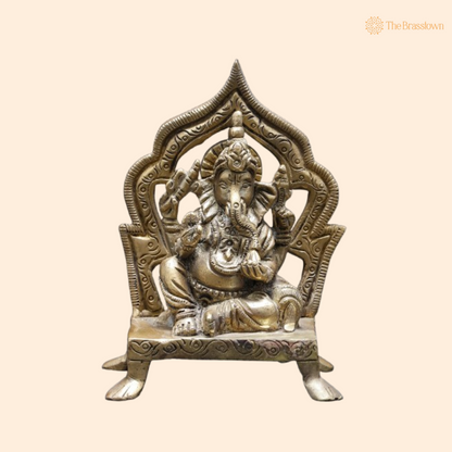 Brass Ganesha Idol – Intricately Designed for Home &amp; Temple Décor 4 Inch