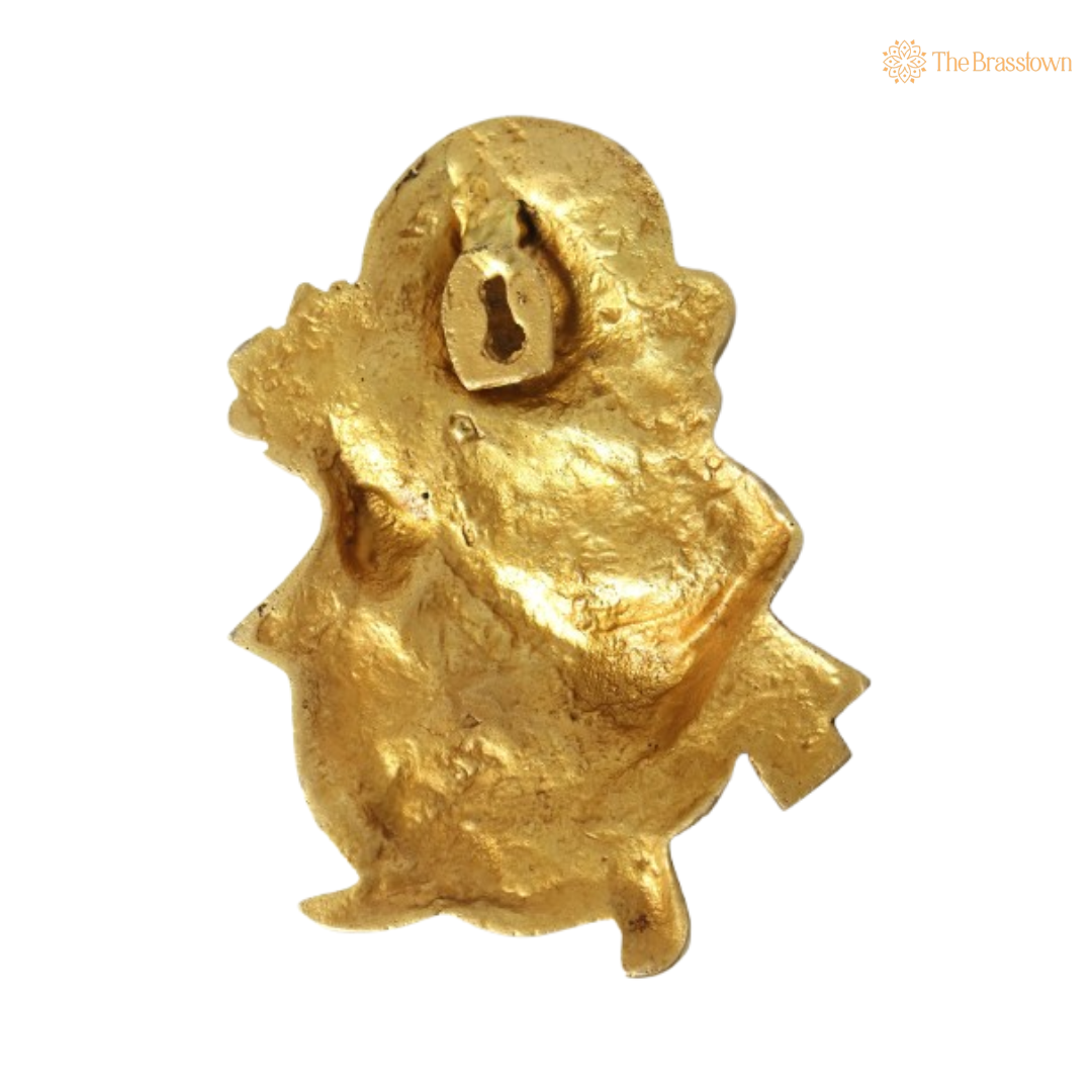Brass Ganesha Playing Veena Idol 7 Inch