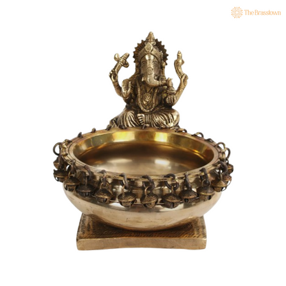 Brass Ganesha Urli Bowl – Elegant Decor with Divine Charm 6 Inch