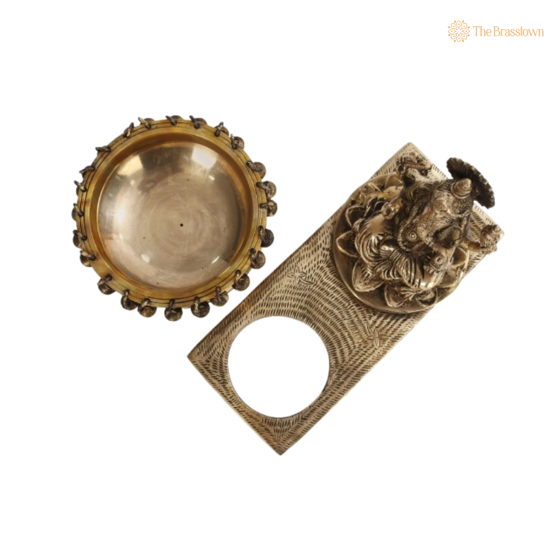 Brass Ganesha Urli Bowl – Elegant Decor with Divine Charm 6 Inch