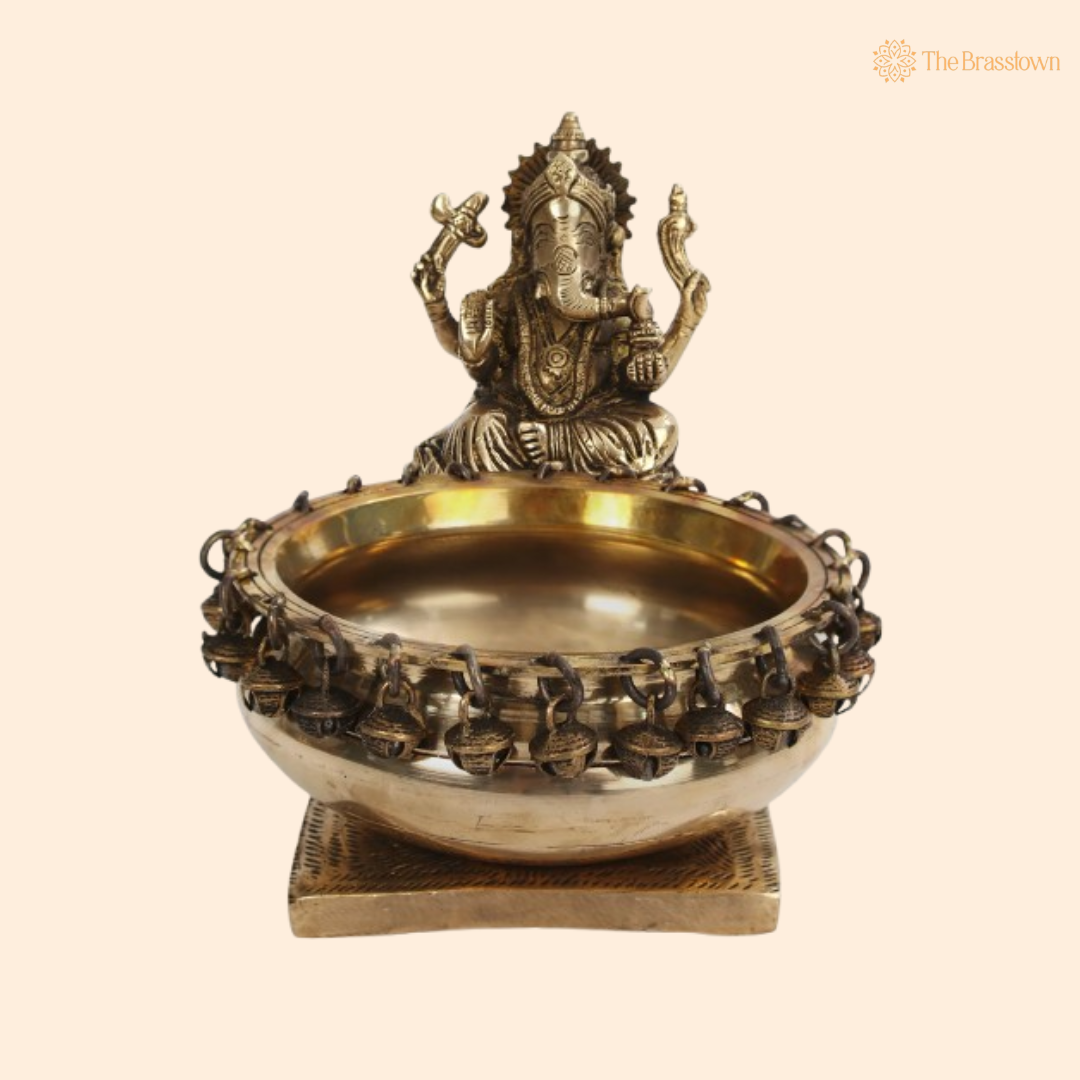 Brass Ganesha Urli Bowl – Elegant Decor with Divine Charm 6 Inch