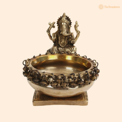 Brass Ganesha Urli Bowl – Elegant Decor with Divine Charm 6 Inch