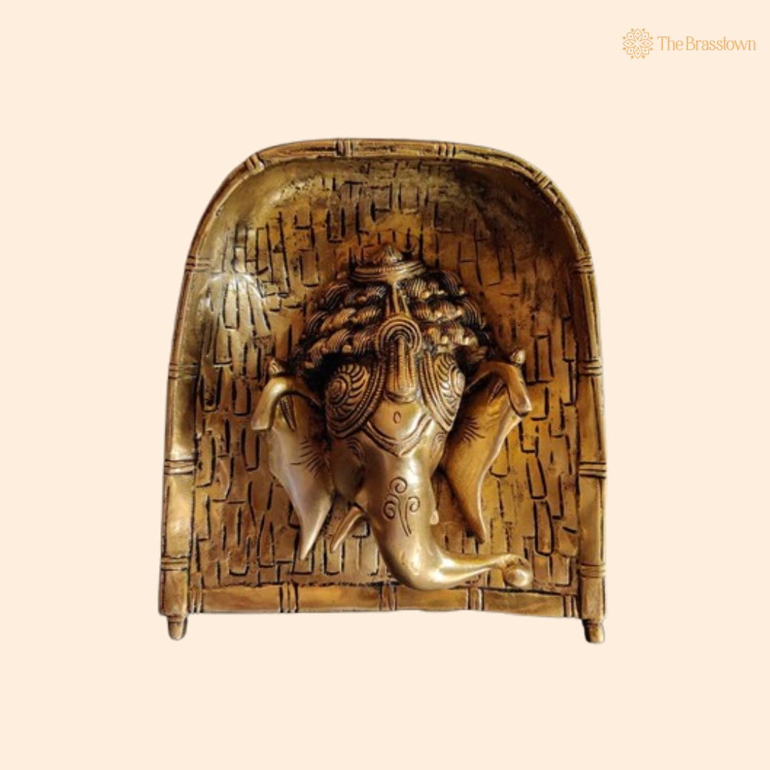 Brass Ganesha Wall Hanging – A Divine Blend of Art and Spirituality 6.5 Inch