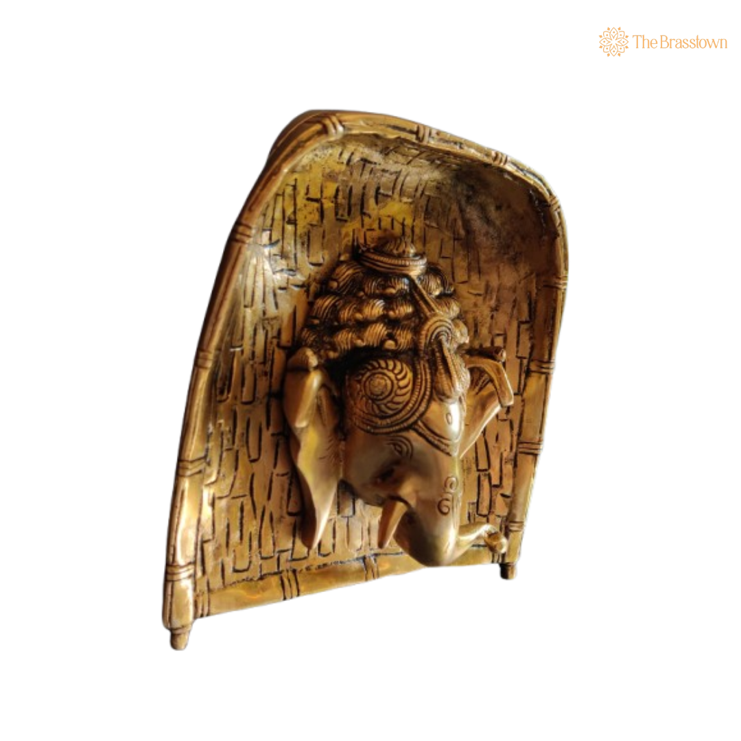 Brass Ganesha Wall Hanging – A Divine Blend of Art and Spirituality 6.5 Inch