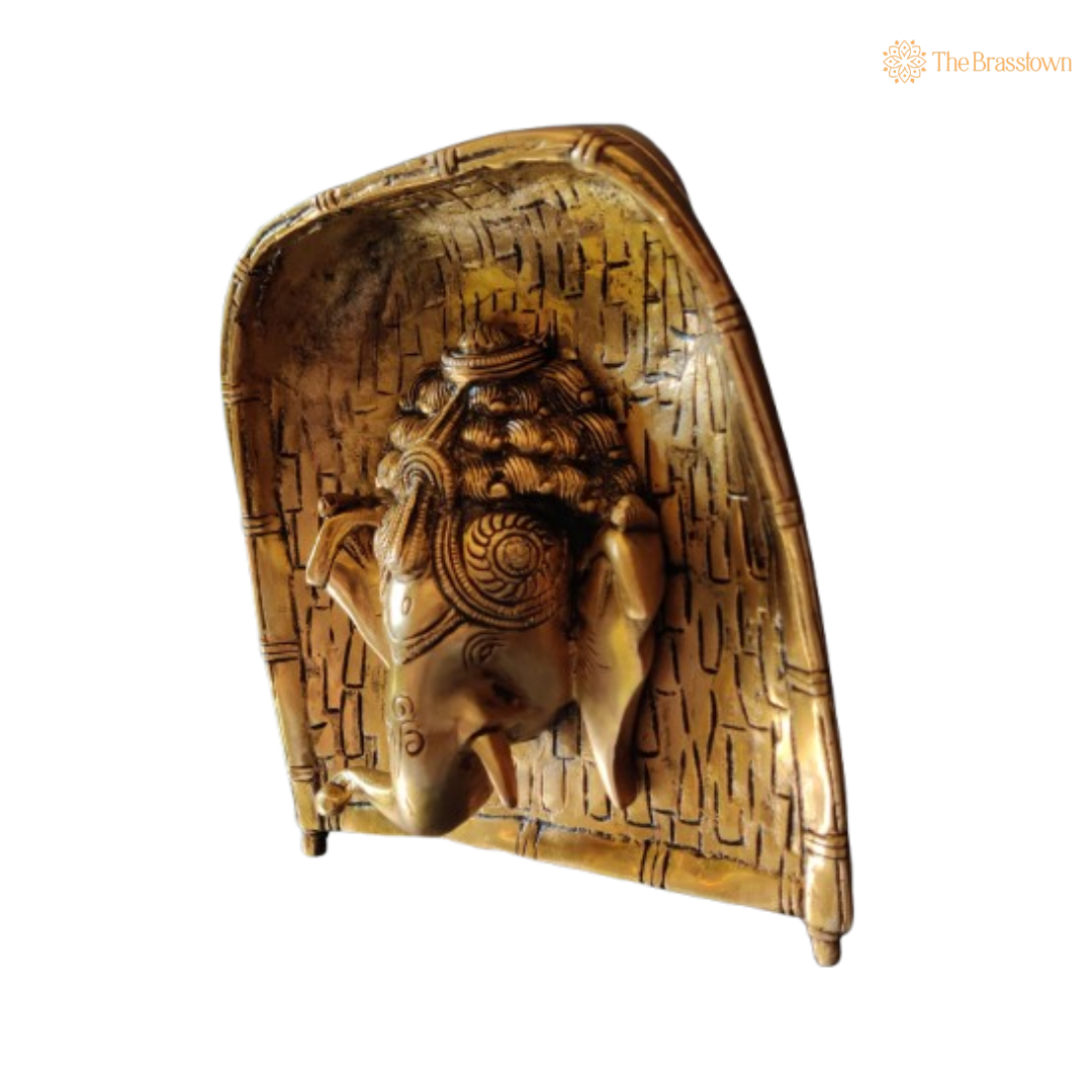 Brass Ganesha Wall Hanging – A Divine Blend of Art and Spirituality 6.5 Inch