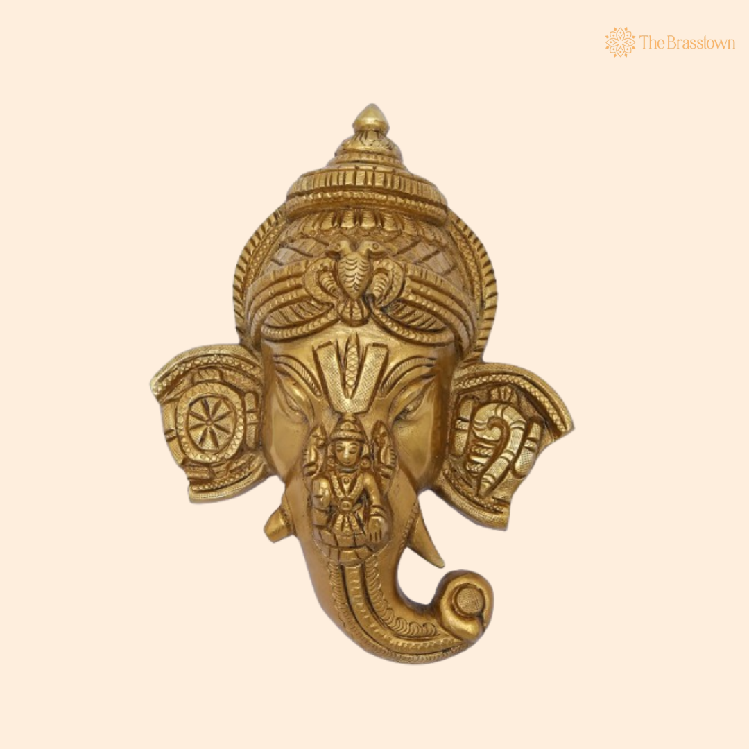 Brass Ganesha Wall Hanging – Traditional Decorative Piece 6.5 Inch