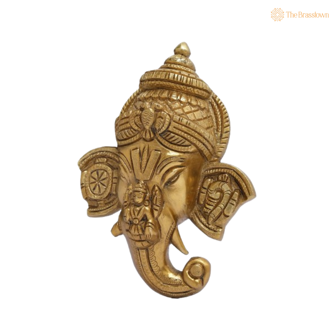 Brass Ganesha Wall Hanging – Traditional Decorative Piece 6.5 Inch