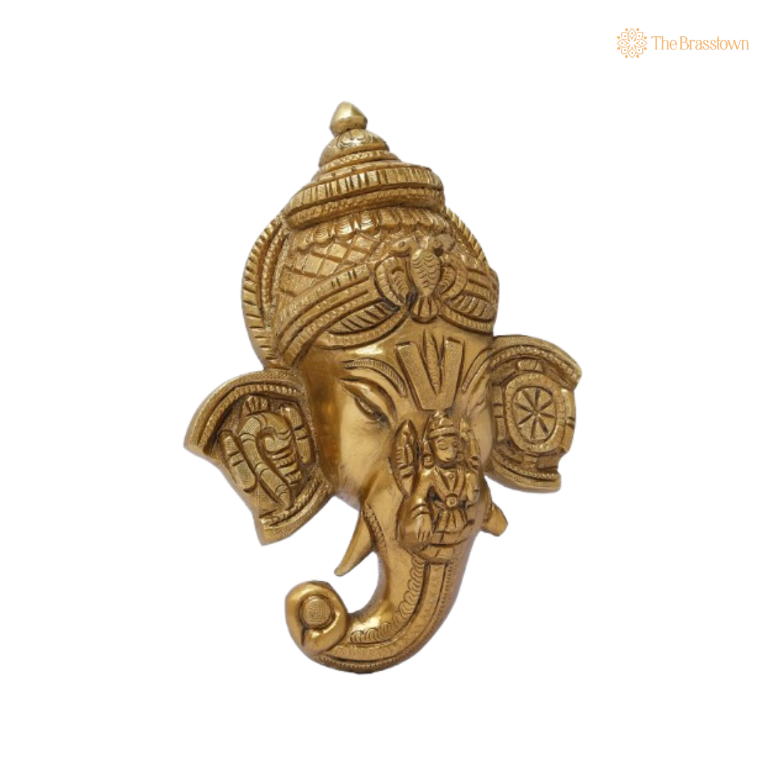 Brass Ganesha Wall Hanging – Traditional Decorative Piece 6.5 Inch