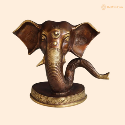 Brass Ganesha Wall Mask Statue 6 Inch