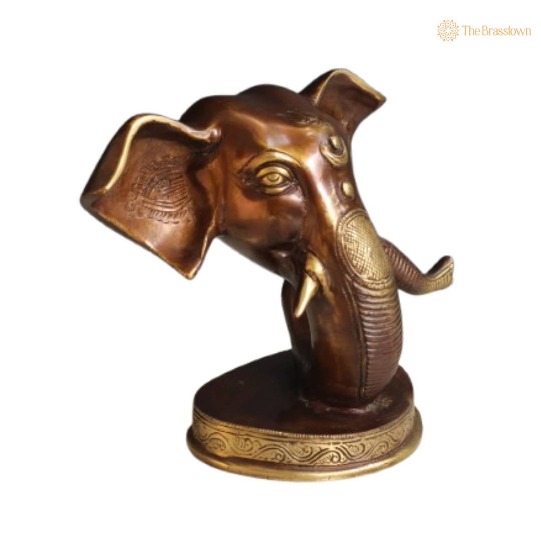 Brass Ganesha Wall Mask Statue 6 Inch