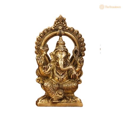 Brass Ganesha and Lakshmi Figurine Set 6 Inch