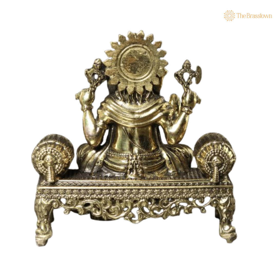 Brass Ganesha on Throne – Regal and Divine Idol 3 Inch