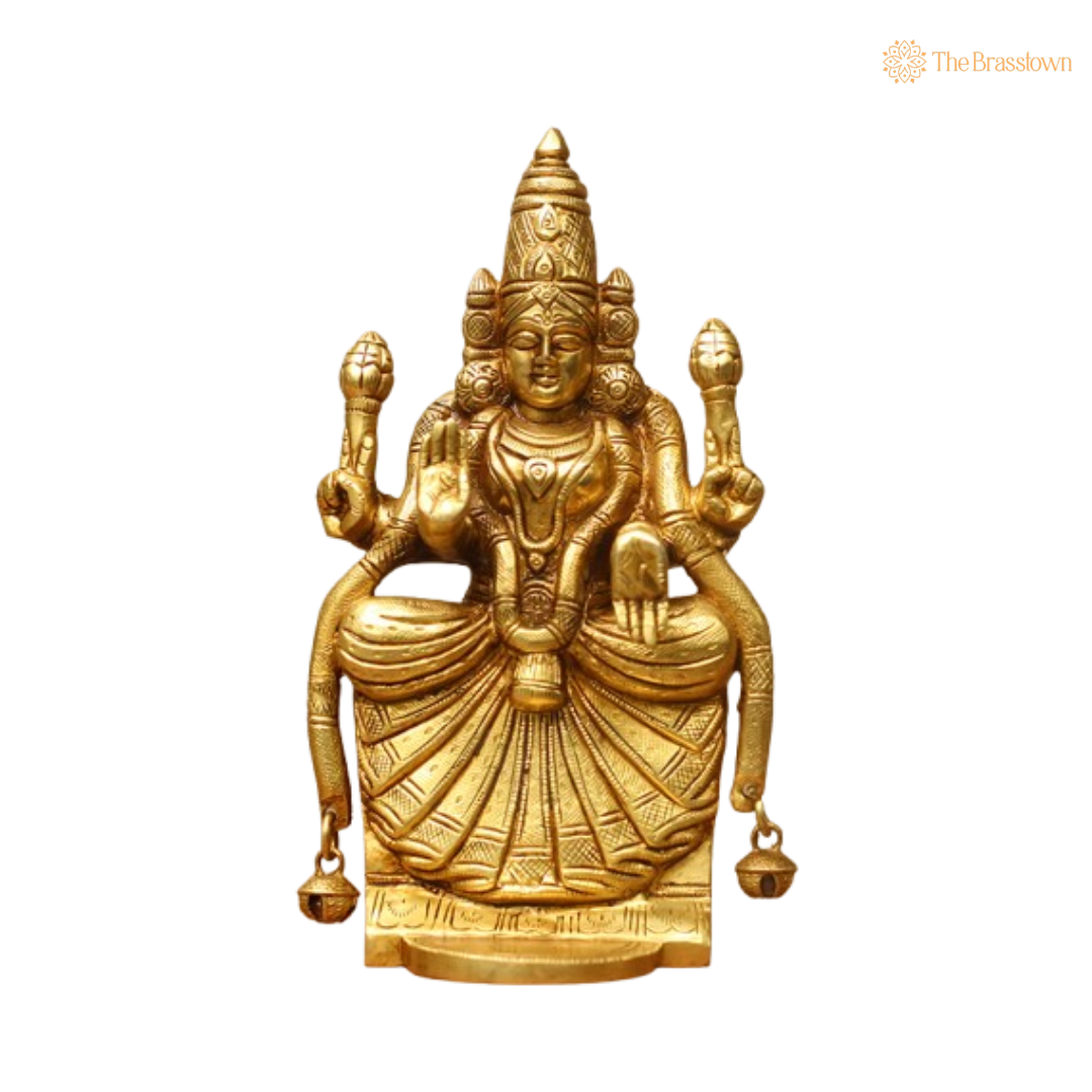 Brass Goddess Padmavati Idol – Symbol of Prosperity & Wisdom 9.5 Inch