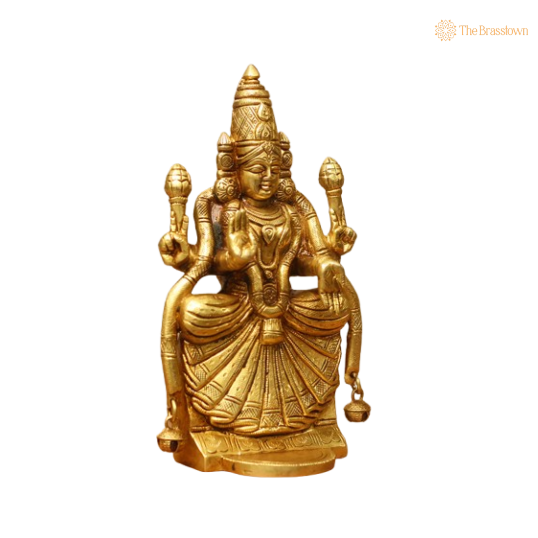 Brass Goddess Padmavati Idol – Symbol of Prosperity & Wisdom 9.5 Inch