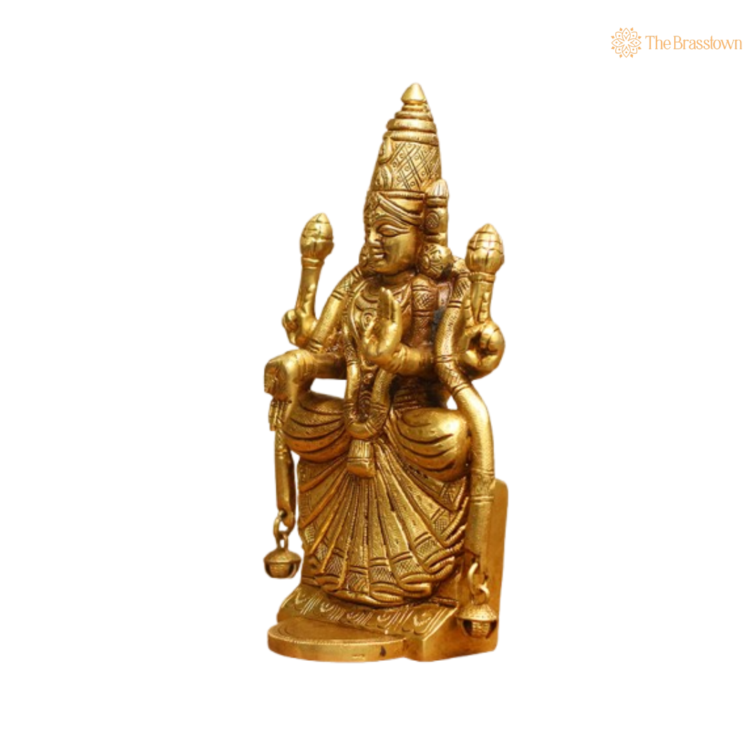 Brass Goddess Padmavati Idol – Symbol of Prosperity & Wisdom 9.5 Inch