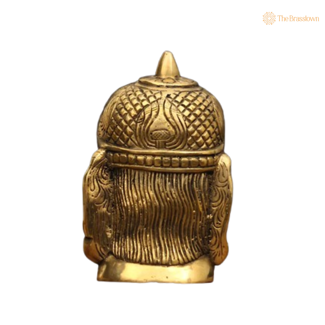 Brass Hanuman Head Idol – Symbol of Strength and Devotion 7.5 Inch