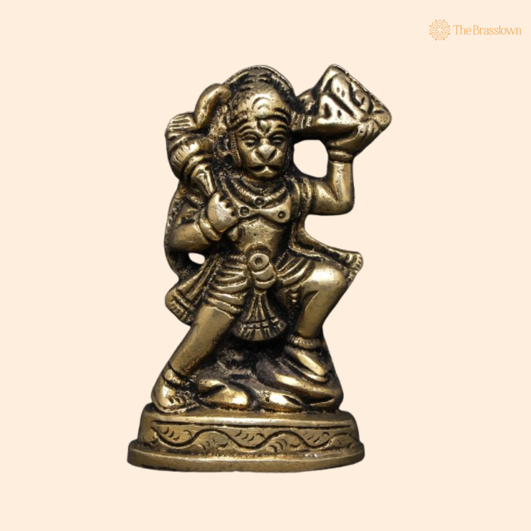 Brass Hanuman Idol – Symbol of Strength and Devotion 3.5 Inch