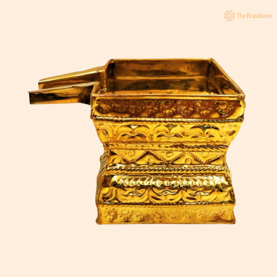 Brass Havan Kund 4.5 Inch front view – pure brass handcrafted India