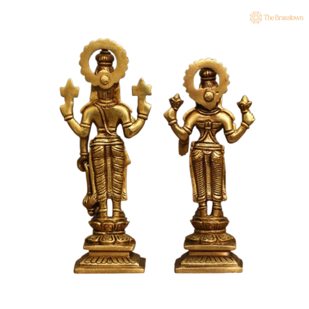 Brass Idols of Lord Vishnu and Goddess Lakshmi