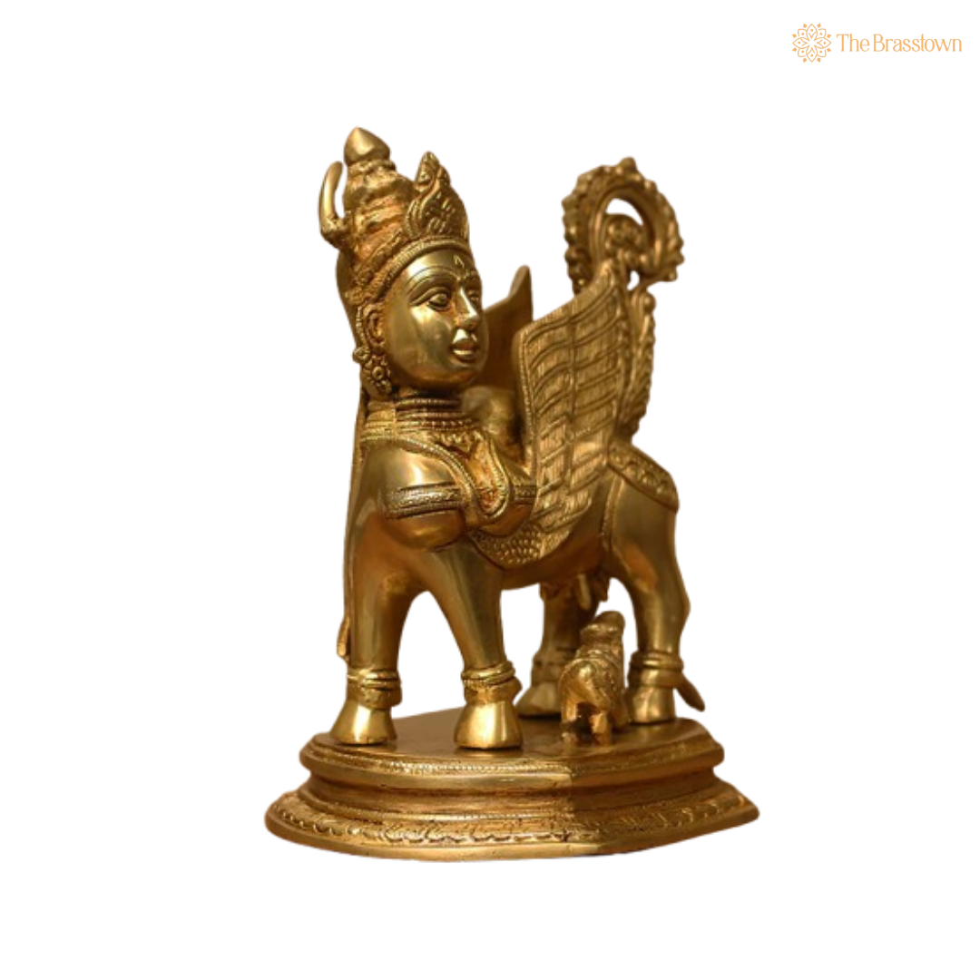Brass Kamdhenu Idol 10 Inch