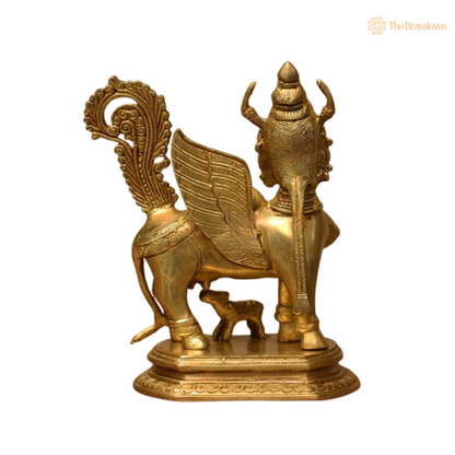 Brass Kamdhenu Idol 10 Inch