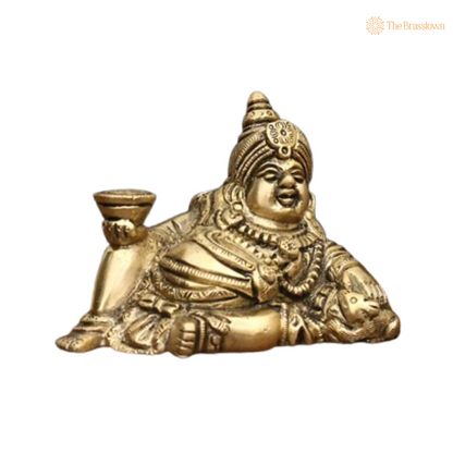 Brass Kubera Idol – Symbol of Wealth &amp; Prosperity 3 Inch