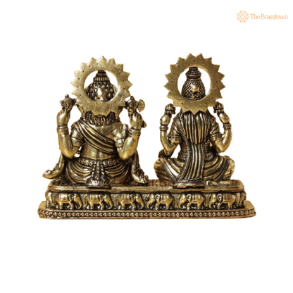 Brass Lakshmi Ganesha Idol 3 Inch
