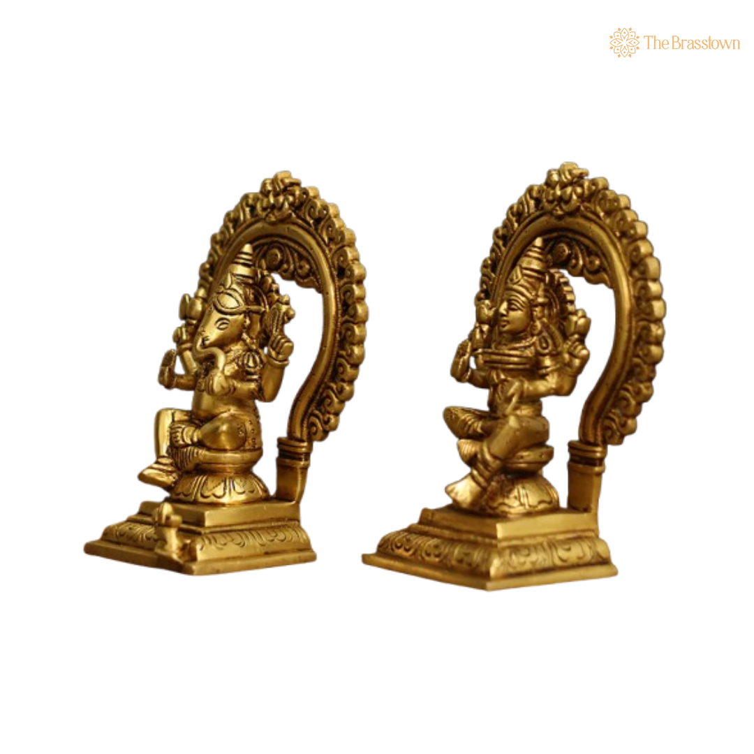 Brass Lakshmi Ganesha Statue Set 6.5 Inch