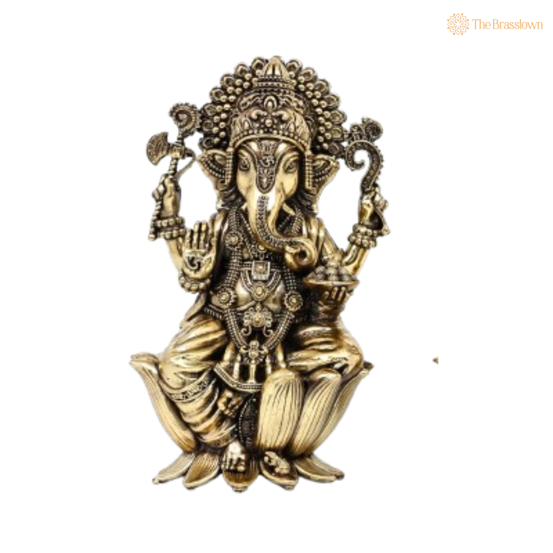 Brass Lakshmi & Ganesha Idol Set – Blessings of Prosperity & Wisdom 7 Inch