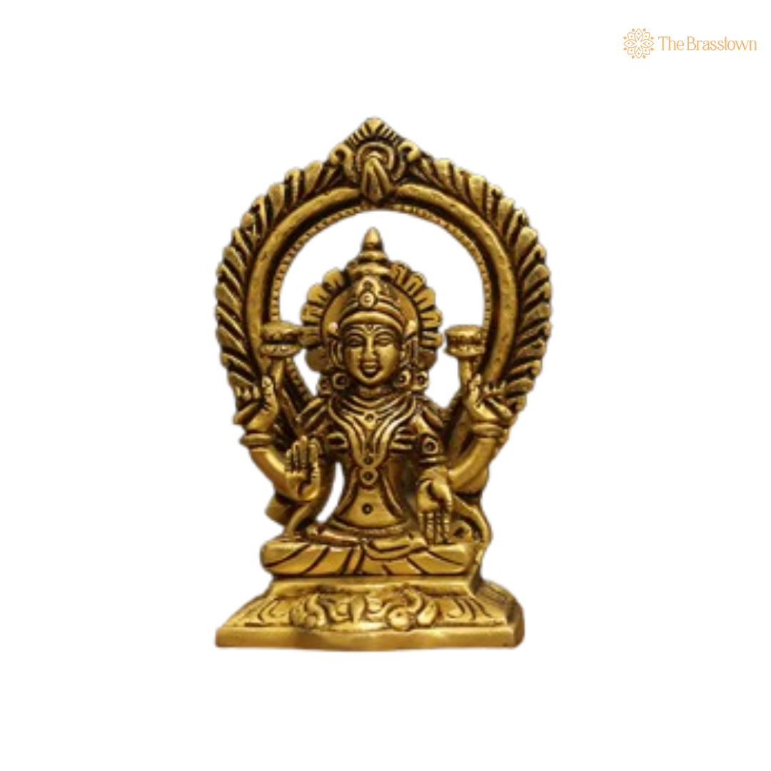 Brass Lakshmi, Ganesha, and Saraswati Idol Set 5.5 Inch