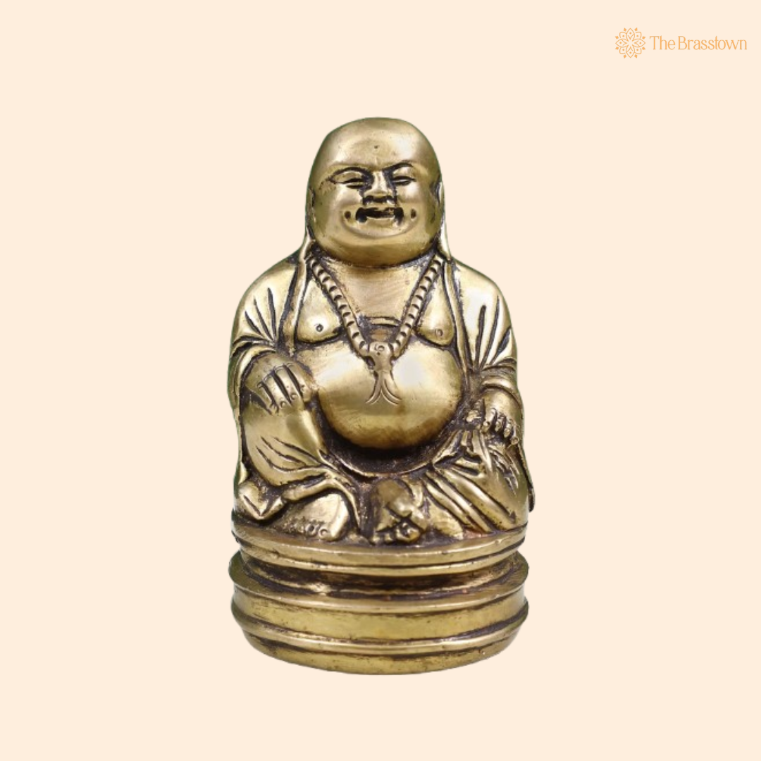 Brass Laughing Buddha Idol 5 Inch