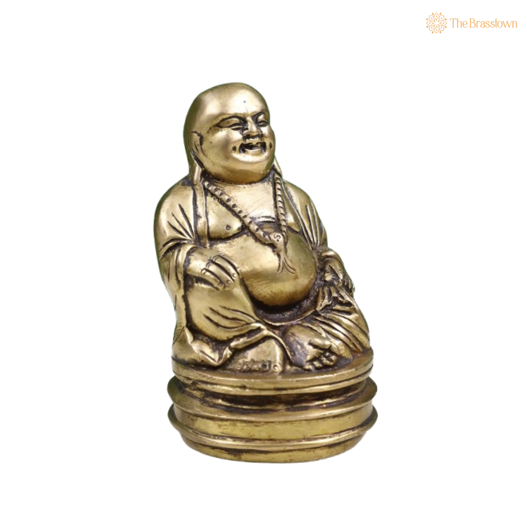 Brass Laughing Buddha Idol 5 Inch