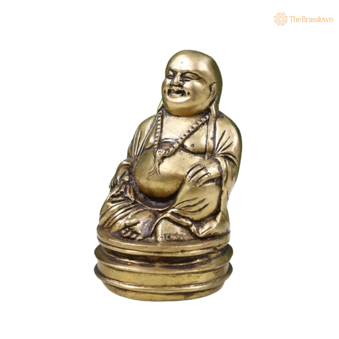 Brass Laughing Buddha Idol 5 Inch
