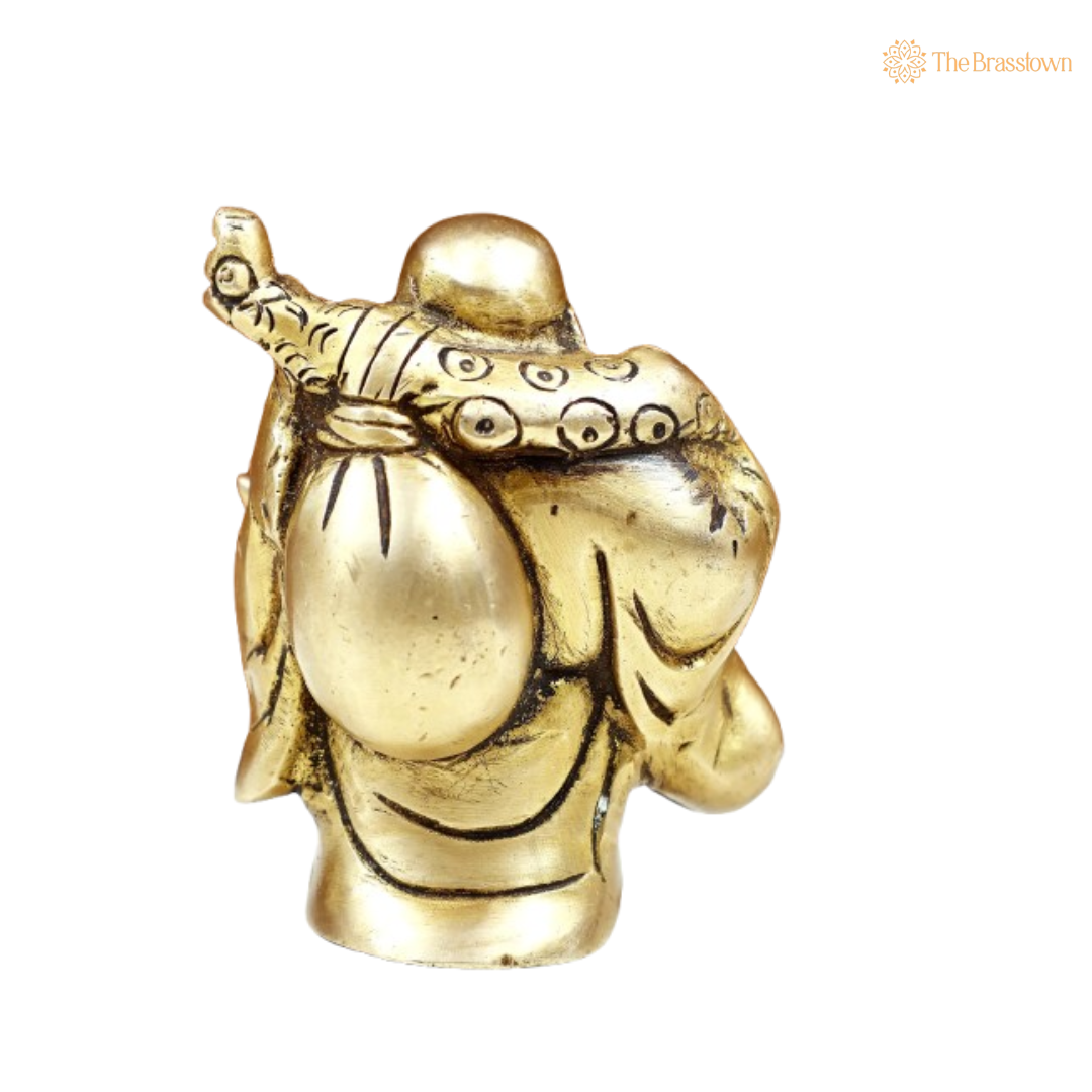 Brass Laughing Buddha Statue 3 Inch
