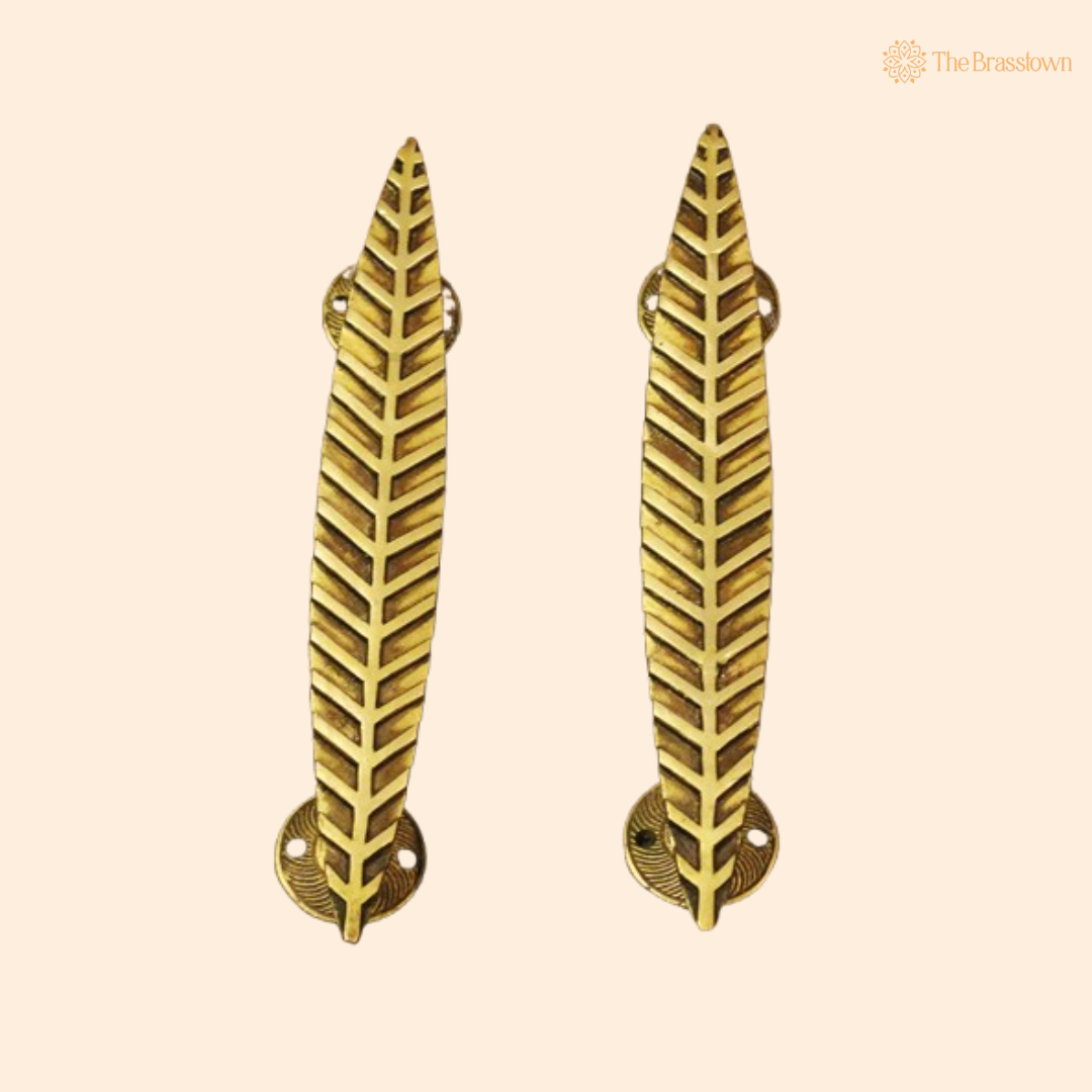 Brass Leaf Door Handle – A Touch of Nature-Inspired Elegance 12 Inch