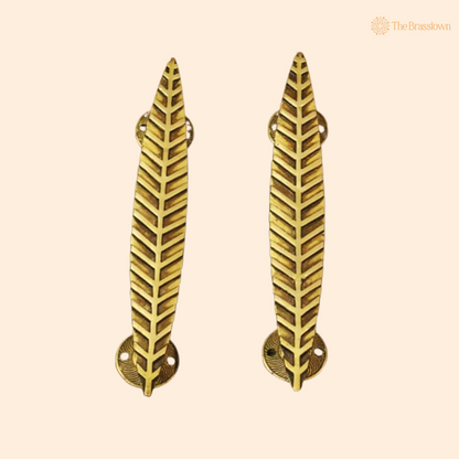 Brass Leaf Door Handle – A Touch of Nature-Inspired Elegance 12 Inch