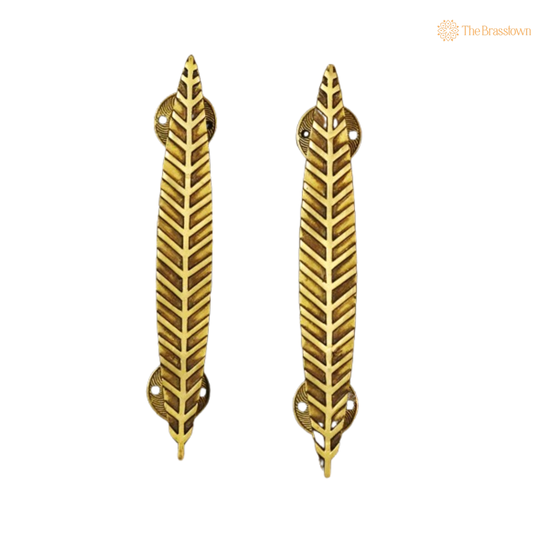 Brass Leaf Door Handle – A Touch of Nature-Inspired Elegance 12 Inch