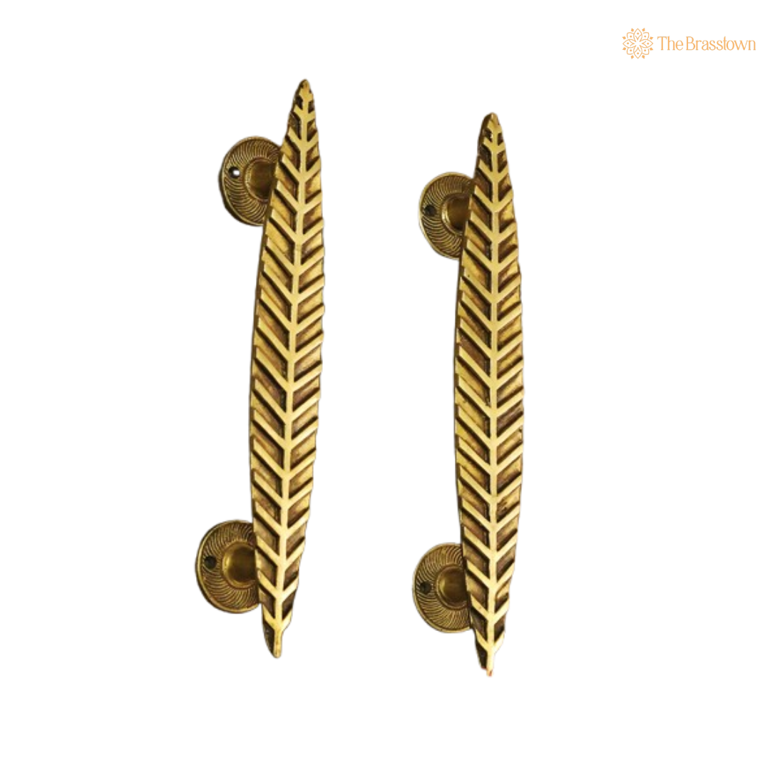 Brass Leaf Door Handle – A Touch of Nature-Inspired Elegance 12 Inch