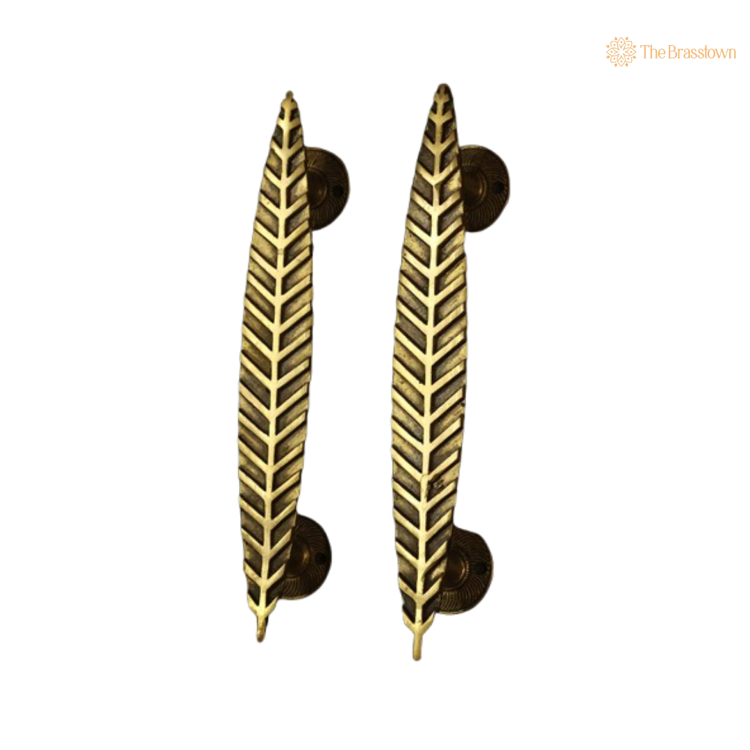 Brass Leaf Door Handle – A Touch of Nature-Inspired Elegance 12 Inch