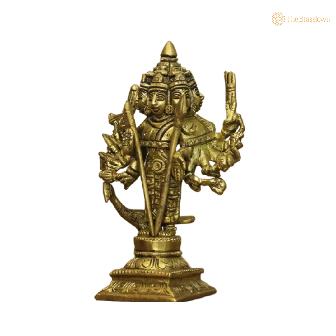 Brass Lord Dattatreya Idol – The Trinity Manifestation of Divinity 6 Inch