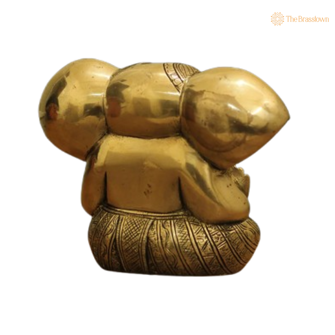 Brass Lord Ganesha Bust Statue 5 Inch