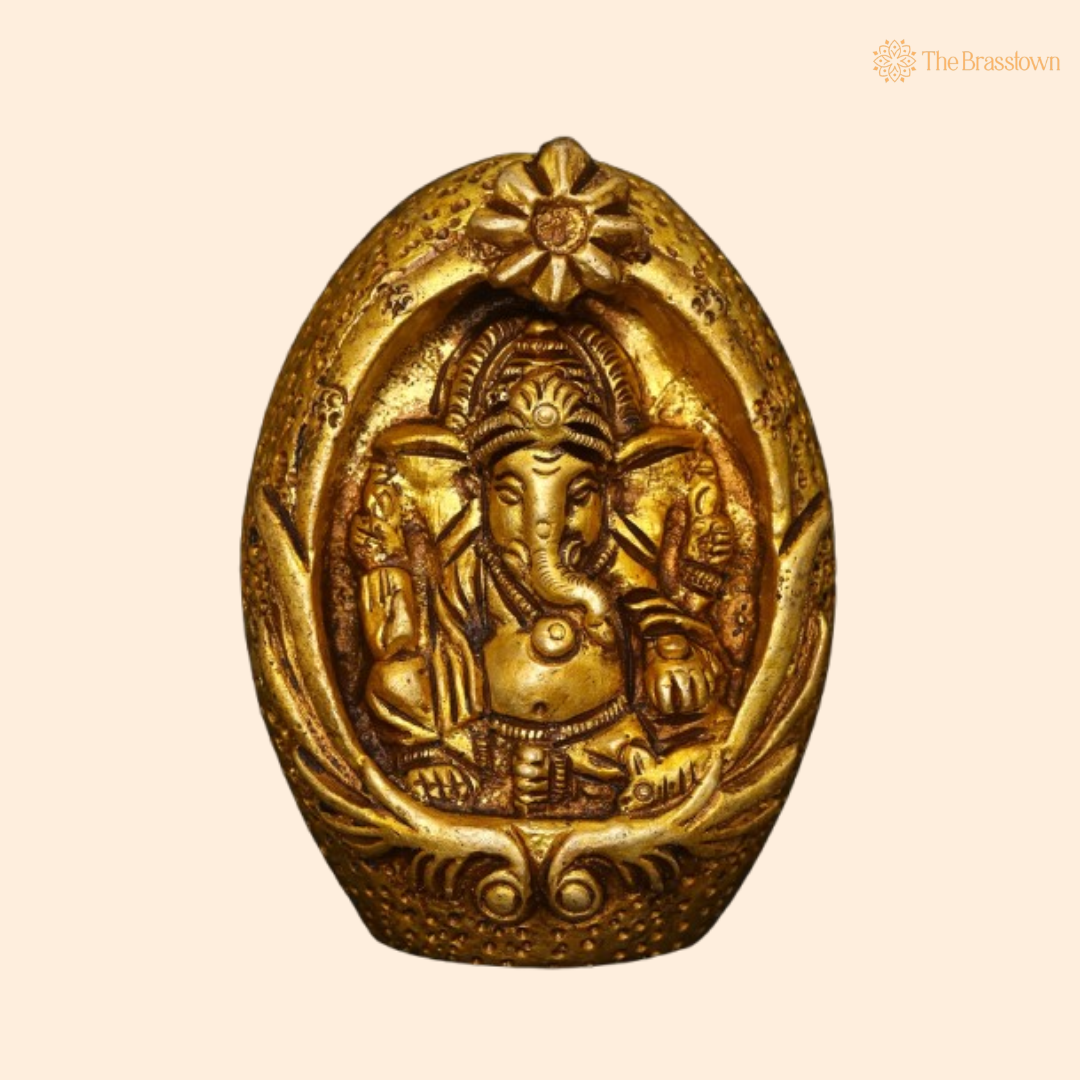 Brass Lord Ganesha Enclosed Idol 3 Inch