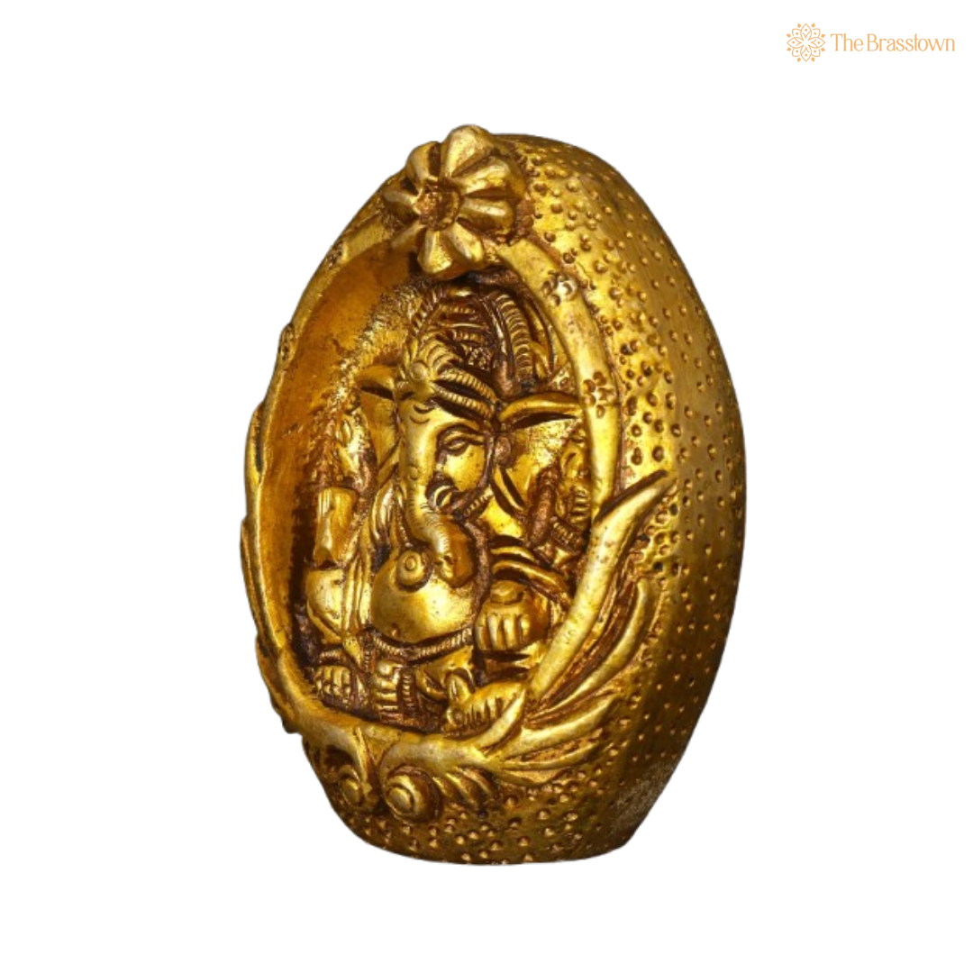 Brass Lord Ganesha Enclosed Idol 3 Inch