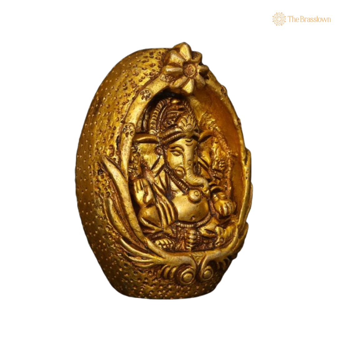 Brass Lord Ganesha Enclosed Idol 3 Inch