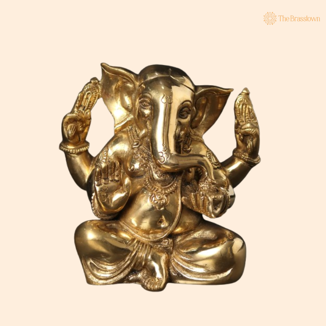 Brass Lord Ganesha Idol 5 Inch